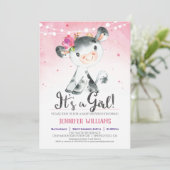 ピンクファームカウベビーシャワーガール招待状 招待状 (スタンド正面)