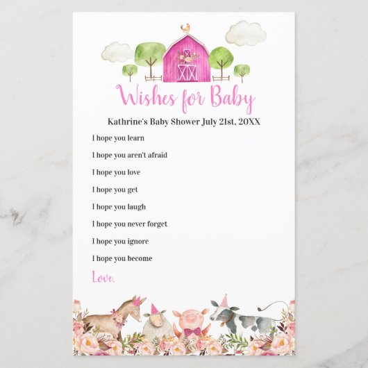 ピンクファームハウスアニマルズ納屋周囲の庭の願いベビー (正面)