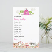 ピンクファームハウスアニマルズ納屋周囲の庭祈りの言葉forベビー (スタンド正面)