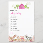 ピンクファームハウスアニマルズ納屋周囲の庭祈りの言葉forベビー (正面)