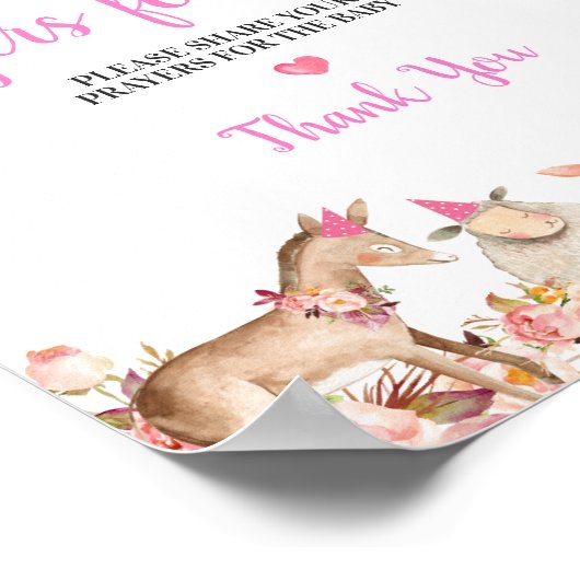 ピンクファームハウスアニマルズ納屋周囲の庭祈りの言葉forベビー ポスター (角)