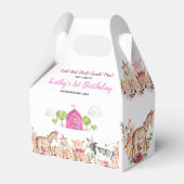 ピンクファームハウスアニマルズ納屋周囲の庭1st誕生日 フェイバーボックス (裏面サイド)