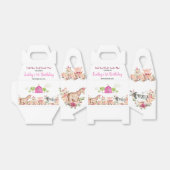 ピンクファームハウスアニマルズ納屋周囲の庭1st誕生日 フェイバーボックス (折り畳みなし)