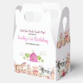 ピンクファームハウスアニマルズ納屋周囲の庭1st誕生日 フェイバーボックス (オープン)