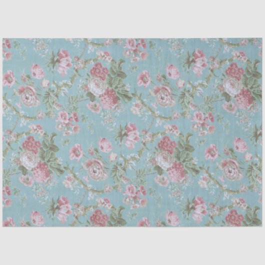 ピンクファームハウスバラオンブルーバックグラウンド 薄葉紙 (正面)