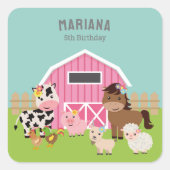ピンクファームパーティの招待状 スクエアシール (正面)
