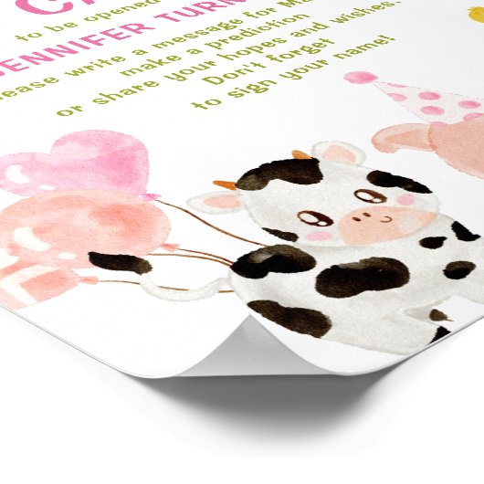 ピンクファームパーティー動物の誕生日タイムカプセル ポスター (角)