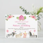 ピンクファームパーティー動物誕生日 招待状 (スタンド正面)