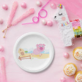 ピンクファームピグ ペーパープレート (パーティー)