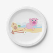 ピンクファームピグ ペーパープレート (正面)