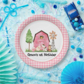 ピンクファームファースト誕生日プレート ペーパープレート (パーティー)