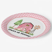 ピンクファームファースト誕生日プレート ペーパープレート (アングル)
