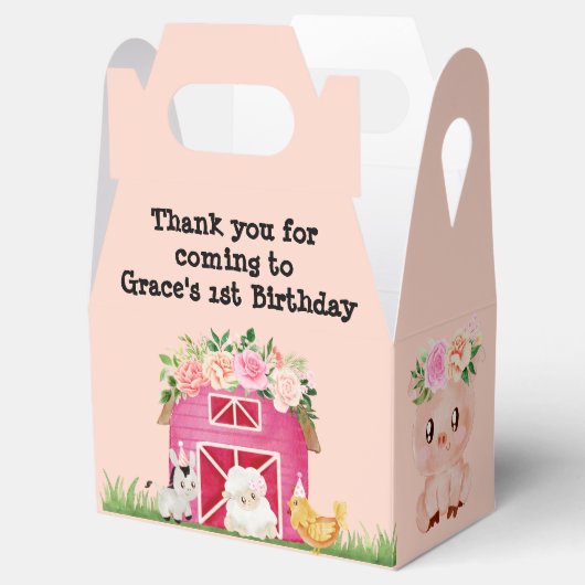 ピンクファームフローラ納屋周囲の庭誕生日パーティーお願いボックス フェイバーボックス (オープン)