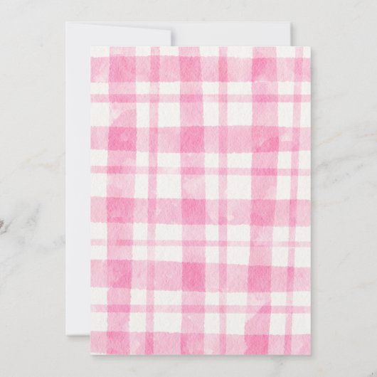 ピンクファームフローラ納屋周囲の庭1st誕生日招待状 招待状 (裏面)