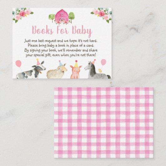 ピンクファームフローラ赤ちゃんシャワー予約リクエスト エンクロージャーカード (正面/裏面)