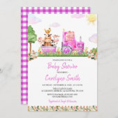 ピンクファームベビーシャワー招待状 招待状 (正面/裏面)
