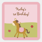 ピンクファーム動物のシール封筒用シール スクエアシール (正面)