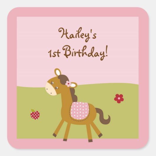 ピンクファーム動物のシール封筒用シール スクエアシール (正面)