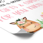 ピンクファーム動物の誕生日パーティーサイン ポスター (角)