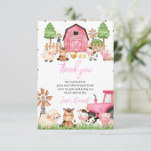 ピンクファーム動物の誕生日パーティー サンキューカード (スタンド正面)