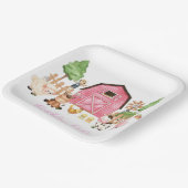 ピンクファーム動物の誕生日パーティー ペーパープレート (傾斜あり)