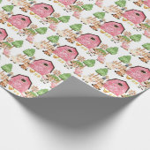 ピンクファーム動物の誕生日パーティー ラッピングペーパー (角)