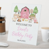 ピンクファーム動物の誕生日パーティー 台座サイン (インサイチュ)