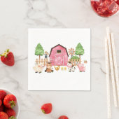 ピンクファーム動物の赤ちゃんシャワー スタンダードカクテルナプキン (インサイチュ)