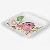 ピンクファーム動物の赤ちゃんシャワー ペーパープレート (傾斜あり)