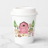 ピンクファーム動物の赤ちゃんシャワー 紙コップ (裏面)