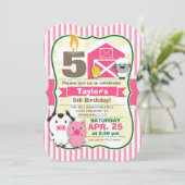 ピンクファーム動物ガールズバースデーパーティー 招待状 (スタンド正面)