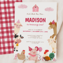 ピンクファーム動物納屋周囲の庭最初の誕生日パーティー