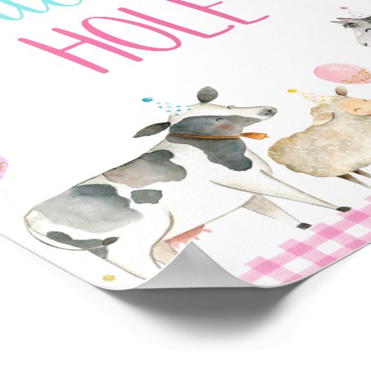 ピンクファーム灌水ホール誕生日標識 ポスター (角)