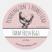 ピンクファーム生卵ラベル ラウンドシール (正面)
