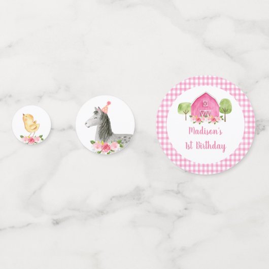 ピンクファーム納屋周囲の庭フローラ誕生日 コンフェッティ (裏面)