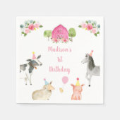 ピンクファーム納屋周囲の庭フローラ誕生日 スタンダードカクテルナプキン (正面)