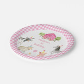 ピンクファーム納屋周囲の庭フローラ誕生日 ペーパープレート (アングル)