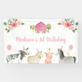 ピンクファーム納屋周囲の庭フローラ誕生日 横断幕 (横)