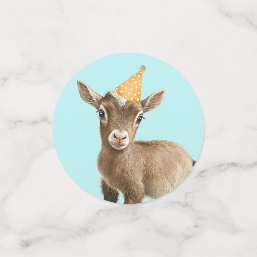 ピンクファーム納屋周囲の庭動物紙吹雪誕生日ガール コンフェッティ (スモール正面)