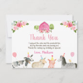 ピンクファーム納屋周囲の庭誕生日ありがとう サンキューカード (正面)