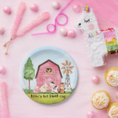 ピンクファーム納屋周囲の庭誕生日プレート ペーパープレート (パーティー)