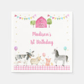 ピンクファーム納屋周囲の庭誕生日 スタンダードカクテルナプキン (正面)