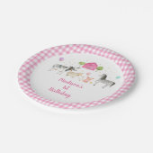 ピンクファーム納屋周囲の庭誕生日 ペーパープレート (アングル)
