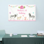 ピンクファーム納屋周囲の庭誕生日 横断幕 (トレードショー)