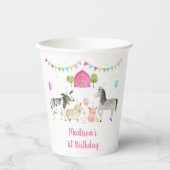 ピンクファーム納屋周囲の庭誕生日 紙コップ (正面)