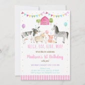 ピンクファーム誕生日パーティー 招待状 (正面)