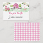 ピンクファーム赤ちゃんシャワーおむつラッフルカード エンクロージャーカード (正面/裏面)