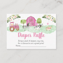 ピンクファーム赤ちゃんシャワーおむつラッフルカード エンクロージャーカード