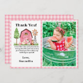 ピンクファーム / 動物園の誕生日写真感謝カード サンキューカード (正面/裏面)