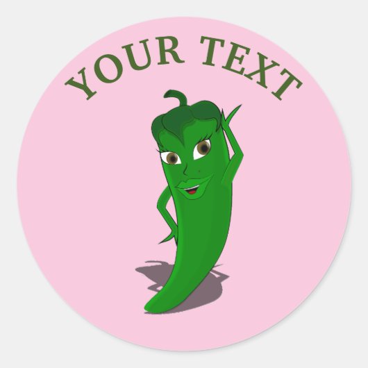 ピンクフィエスタブライダルシャワーとグリーンペッパーDiva ラウンドシール (正面)